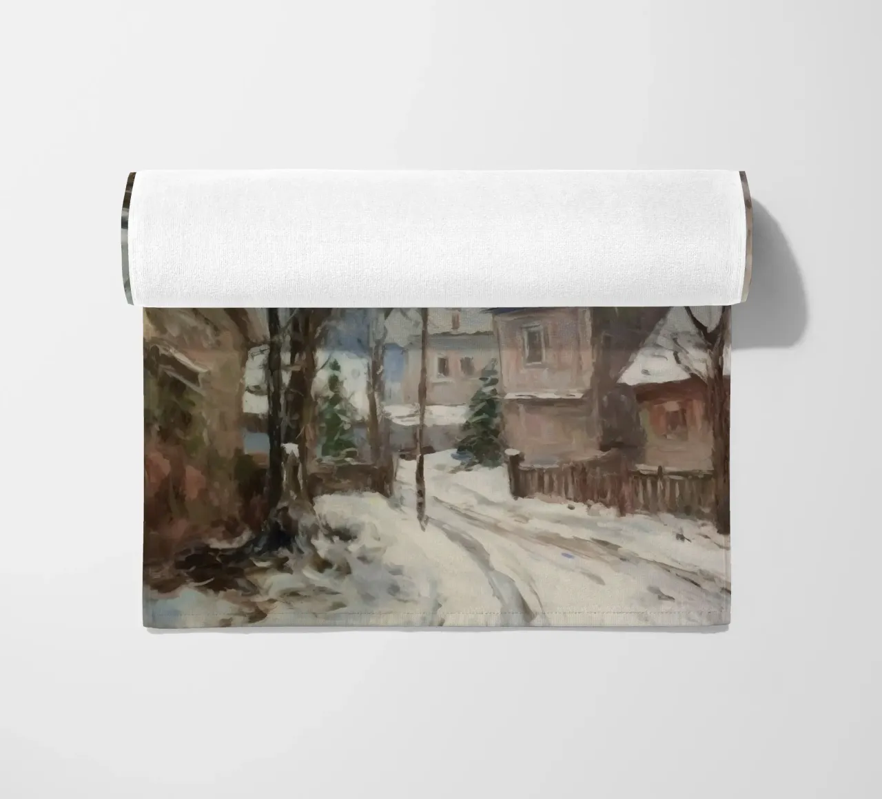 Mattine d'inverno in paese: strade tranquille e guglie della chiesa telo mare da Cozy Vibes