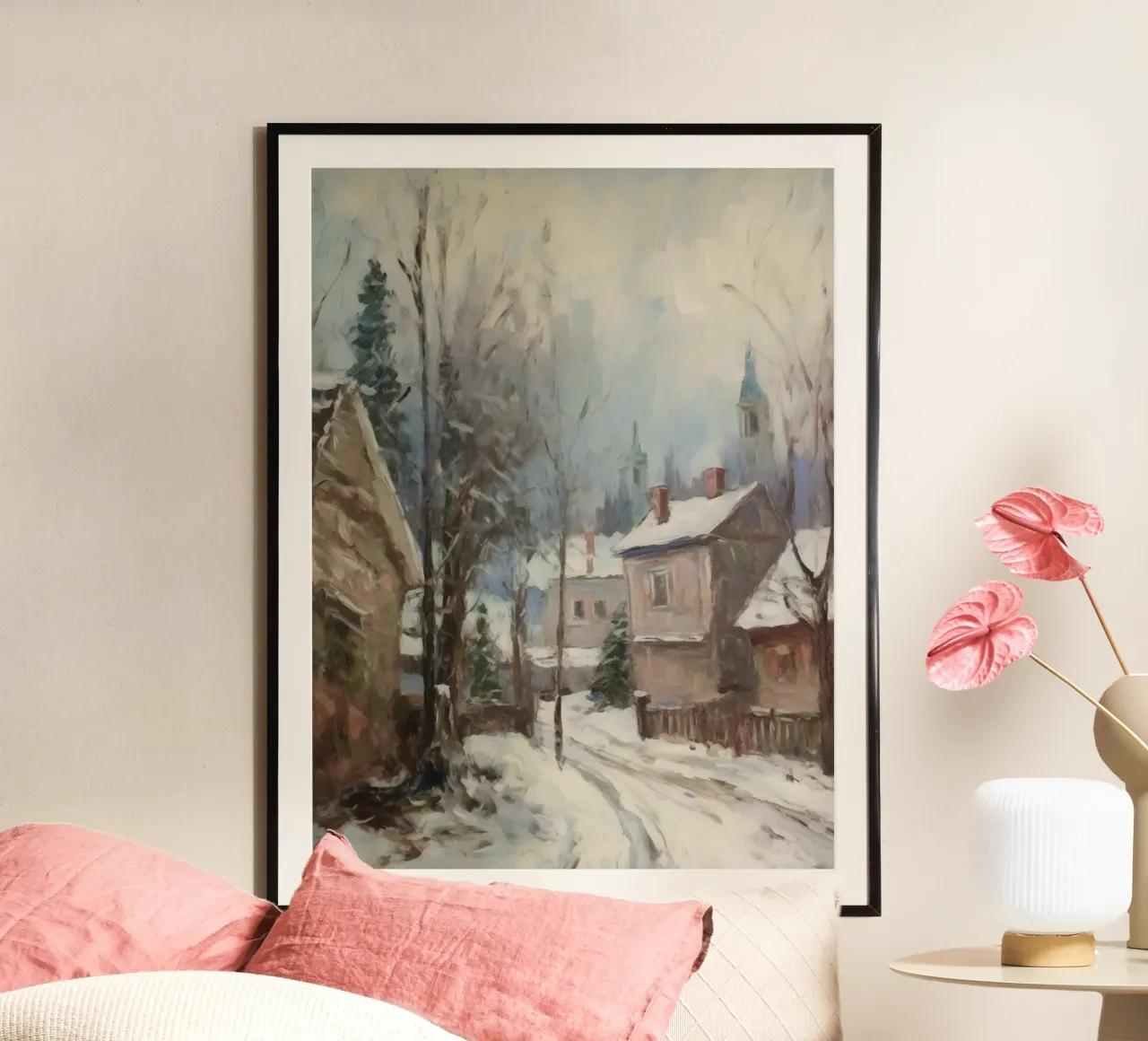 Mattine d'inverno in paese: strade tranquille e guglie della chiesa carta hahnemühle da Cozy Vibes