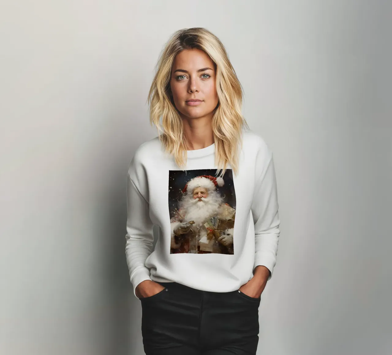 Fröhlicher Weihnachtsmann mit Geschenken – Magie des Festes Sweatshirt von Cozy Vibes