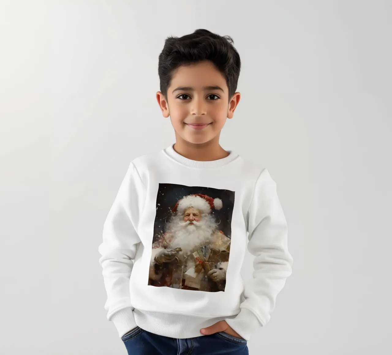 L'allegro Babbo Natale con i regali: la magia delle feste felpa bambino da Cozy Vibes