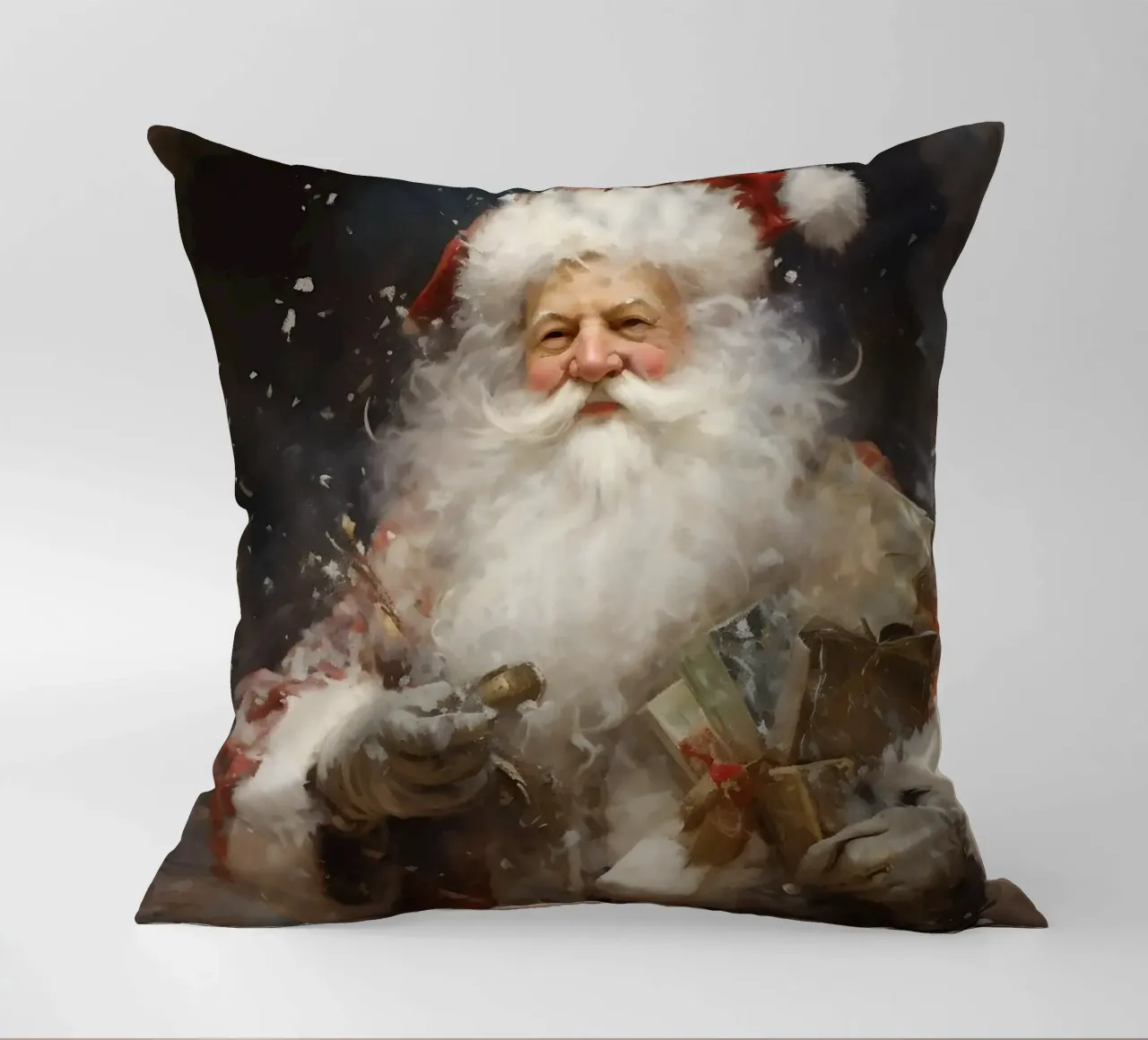 L'allegro Babbo Natale con i regali: la magia delle feste cuscino da Cozy Vibes