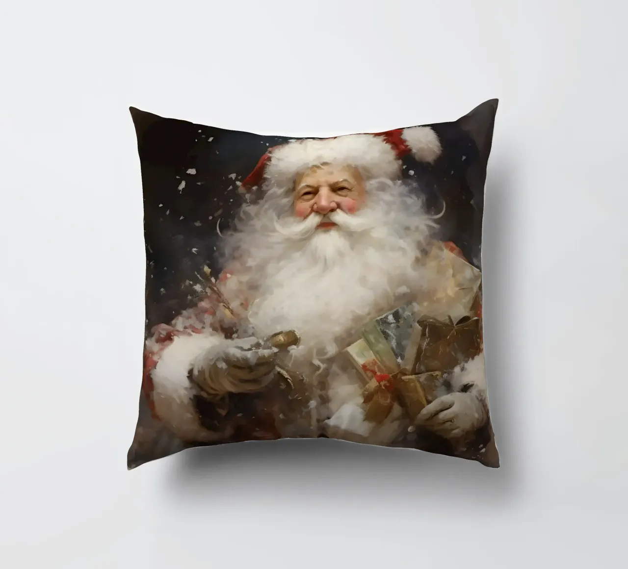L'allegro Babbo Natale con i regali: la magia delle feste cuscino da Cozy Vibes