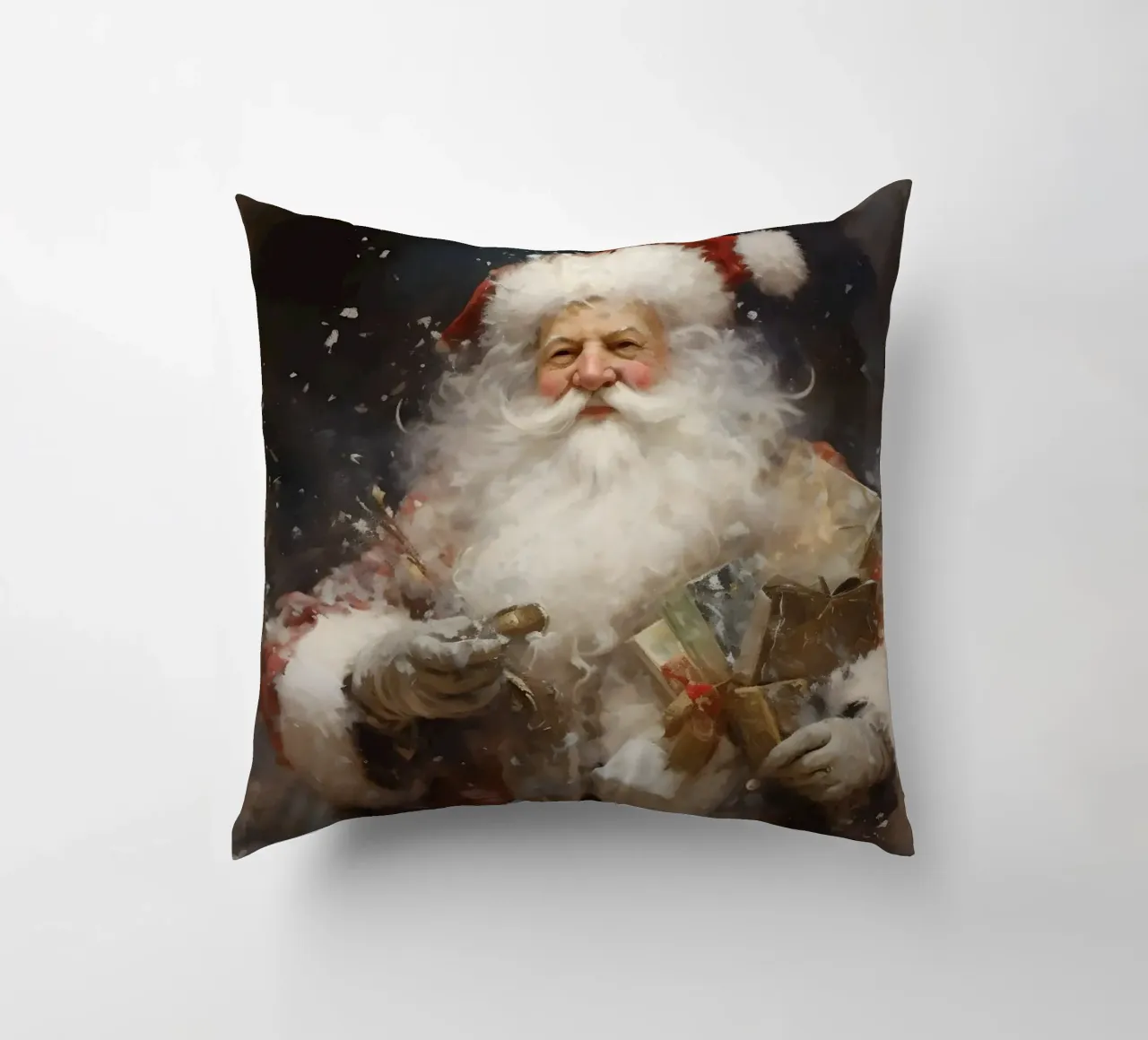 L'allegro Babbo Natale con i regali: la magia delle feste cuscino da Cozy Vibes
