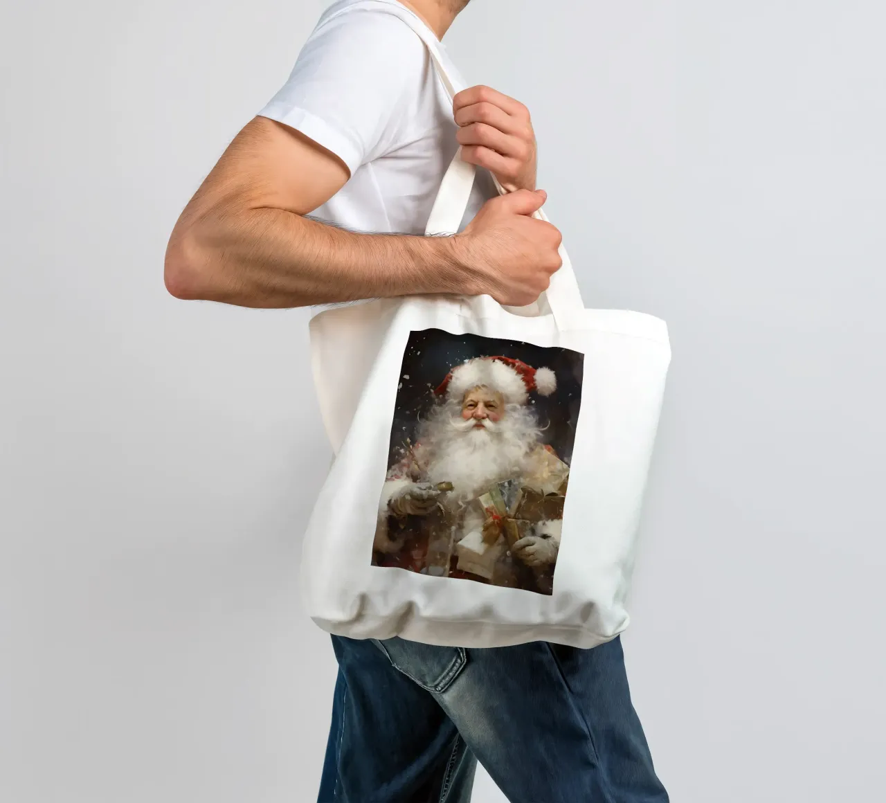 L'allegro Babbo Natale con i regali: la magia delle feste borsa in juta da Cozy Vibes