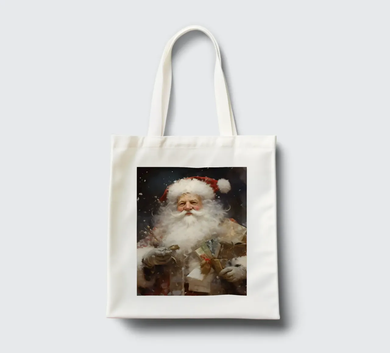 L'allegro Babbo Natale con i regali: la magia delle feste borsa in juta da Cozy Vibes