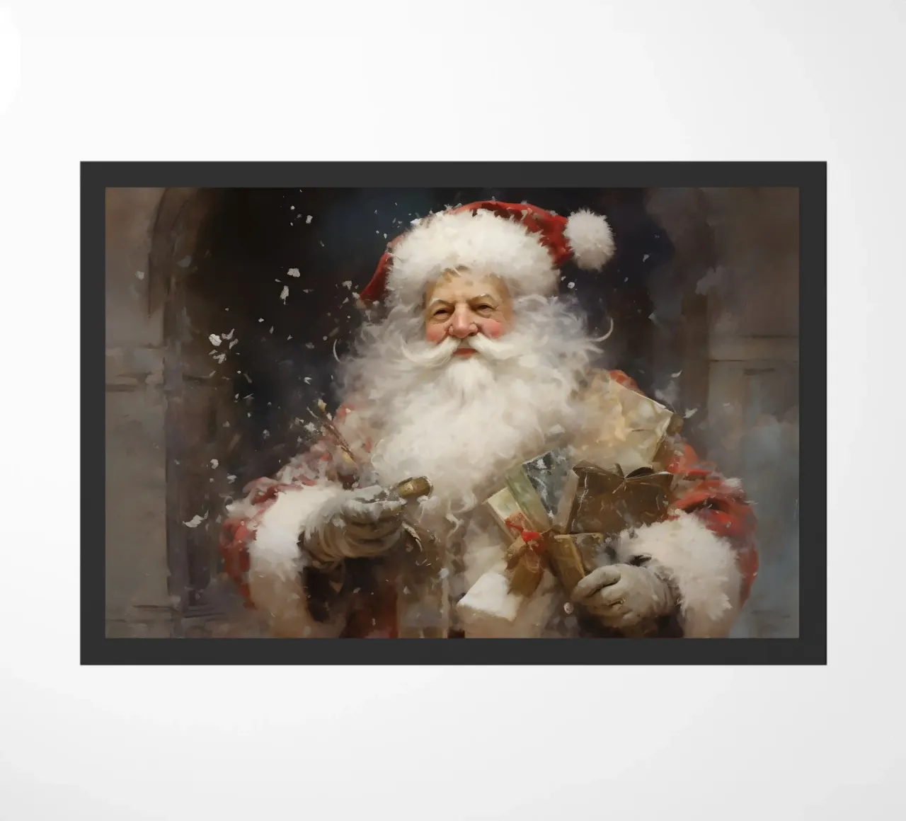 L'allegro Babbo Natale con i regali: la magia delle feste zerbino da Cozy Vibes