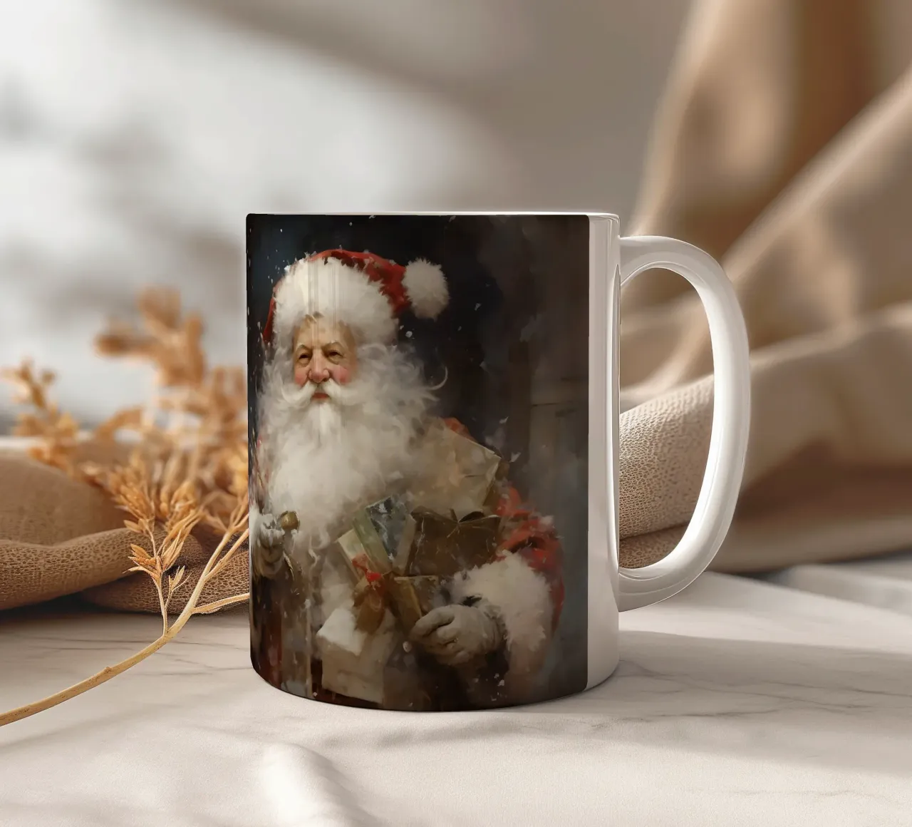 L'allegro Babbo Natale con i regali: la magia delle feste tazza in ceramica da Cozy Vibes