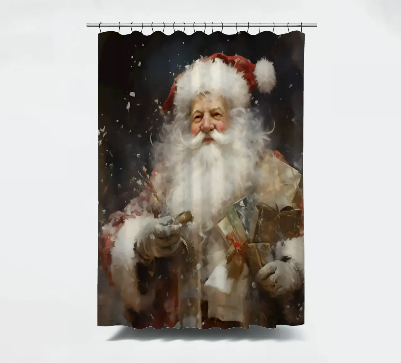L'allegro Babbo Natale con i regali: la magia delle feste tenda da doccia da Cozy Vibes