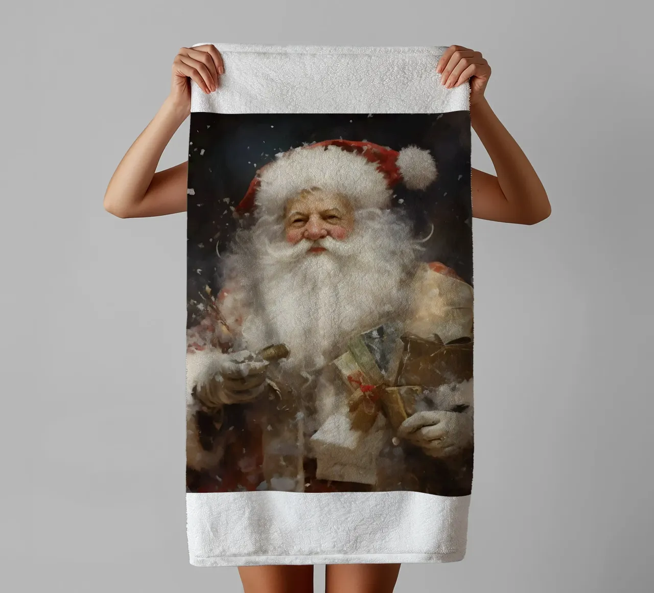 L'allegro Babbo Natale con i regali: la magia delle feste asciugamano da bagno da Cozy Vibes
