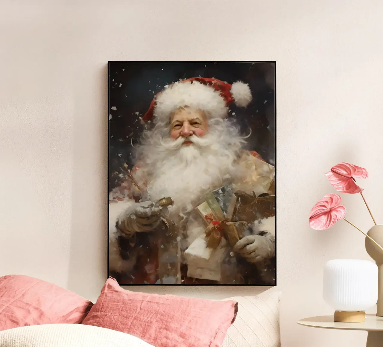 L'allegro Babbo Natale con i regali: la magia delle feste plexiglass da Cozy Vibes