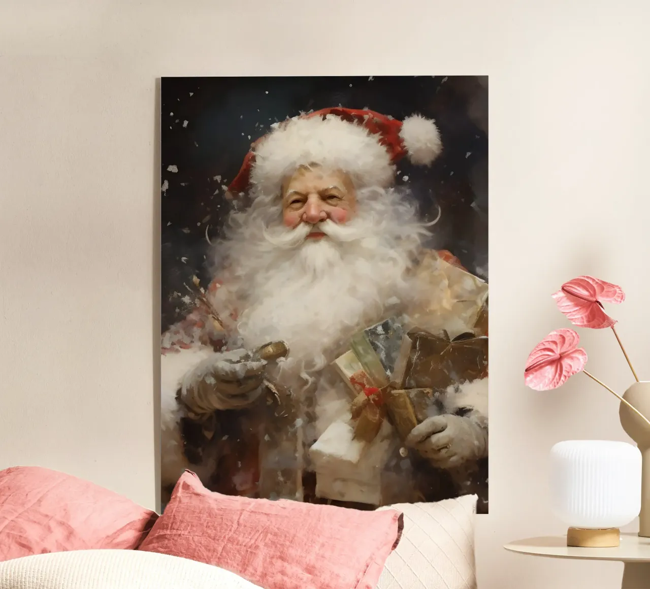 L'allegro Babbo Natale con i regali: la magia delle feste plexiglass da Cozy Vibes