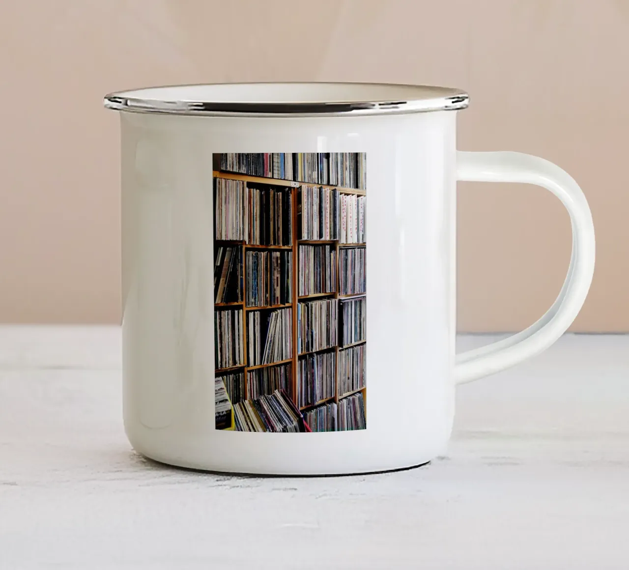 Dischi in vinile, Monaco tazza in smalto da art picture
