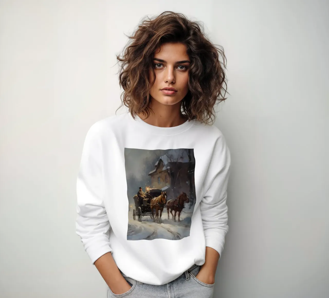Carrozza trainata da cavalli in una sera d'inverno: il romanticismo dei tempi passati felpa da Cozy Vibes