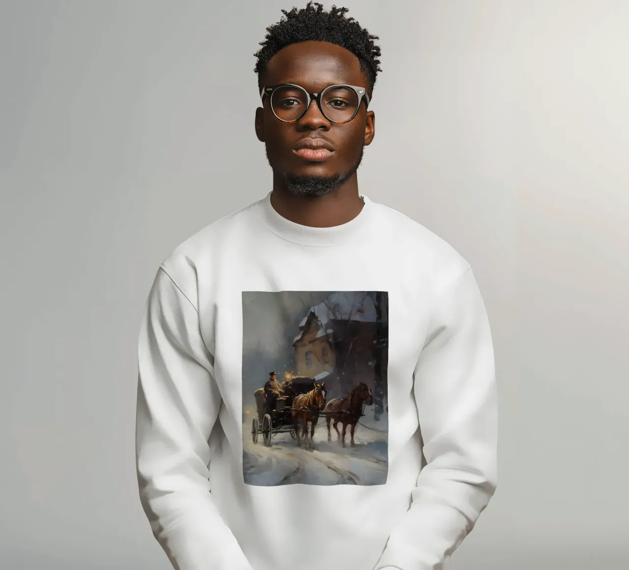 Carrozza trainata da cavalli in una sera d'inverno: il romanticismo dei tempi passati felpa da Cozy Vibes