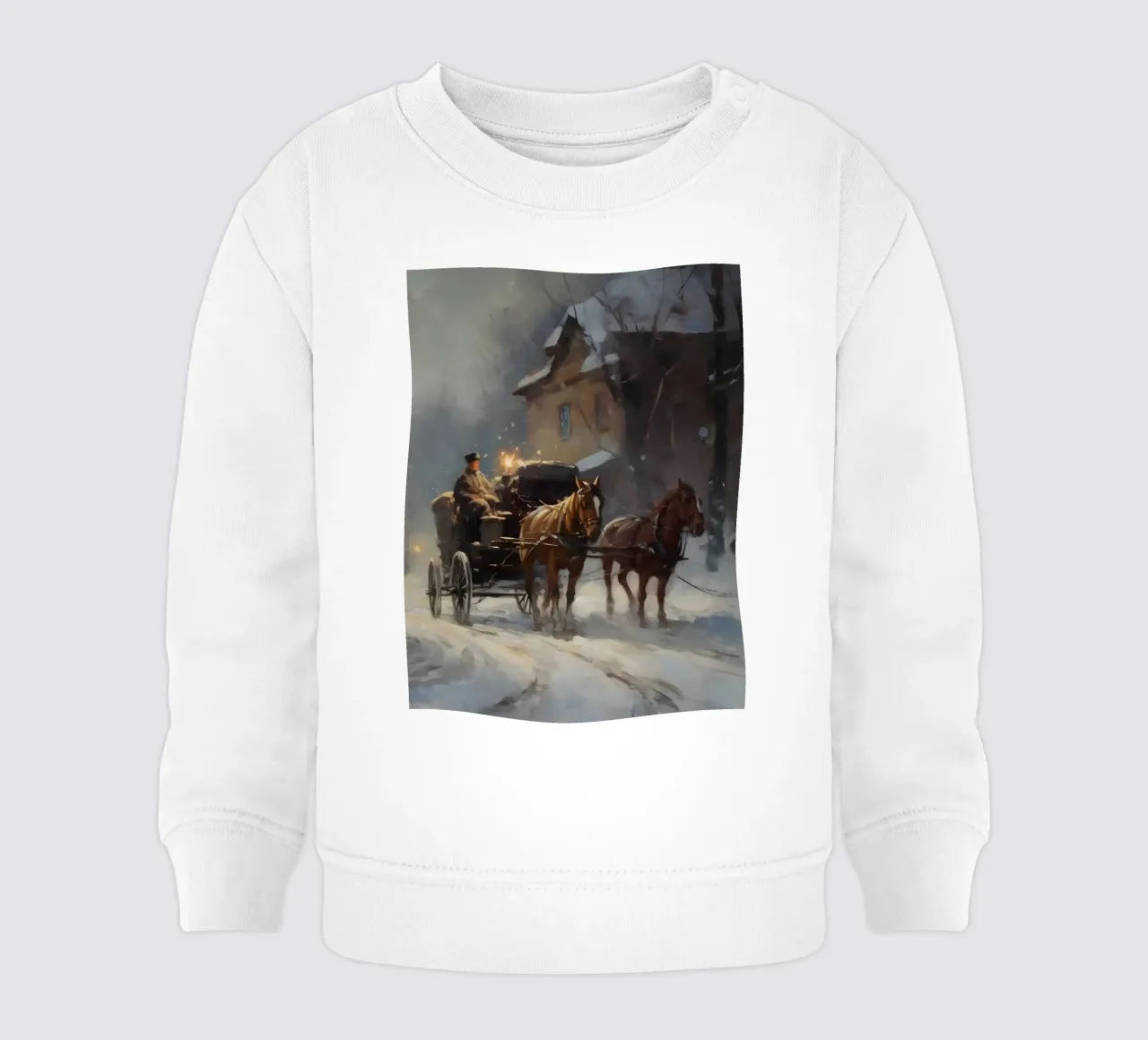 Carrozza trainata da cavalli in una sera d'inverno: il romanticismo dei tempi passati felpa neonato da Cozy Vibes