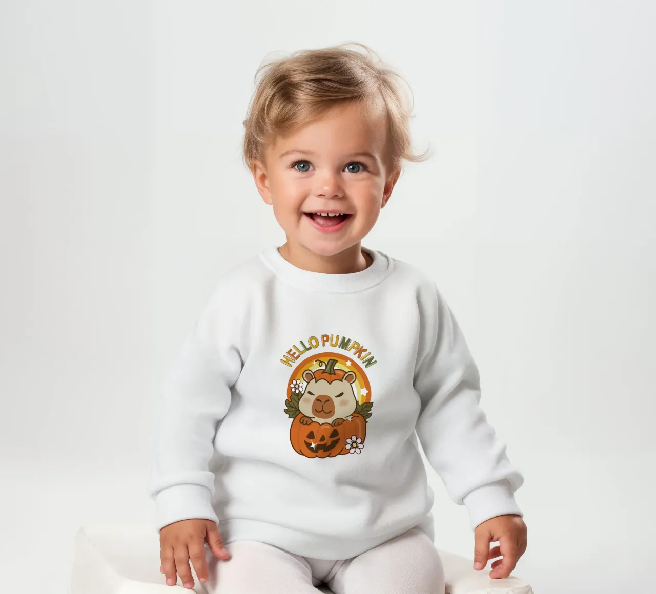 Hallo Pompoen Capibara baby sweatshirt van Martina