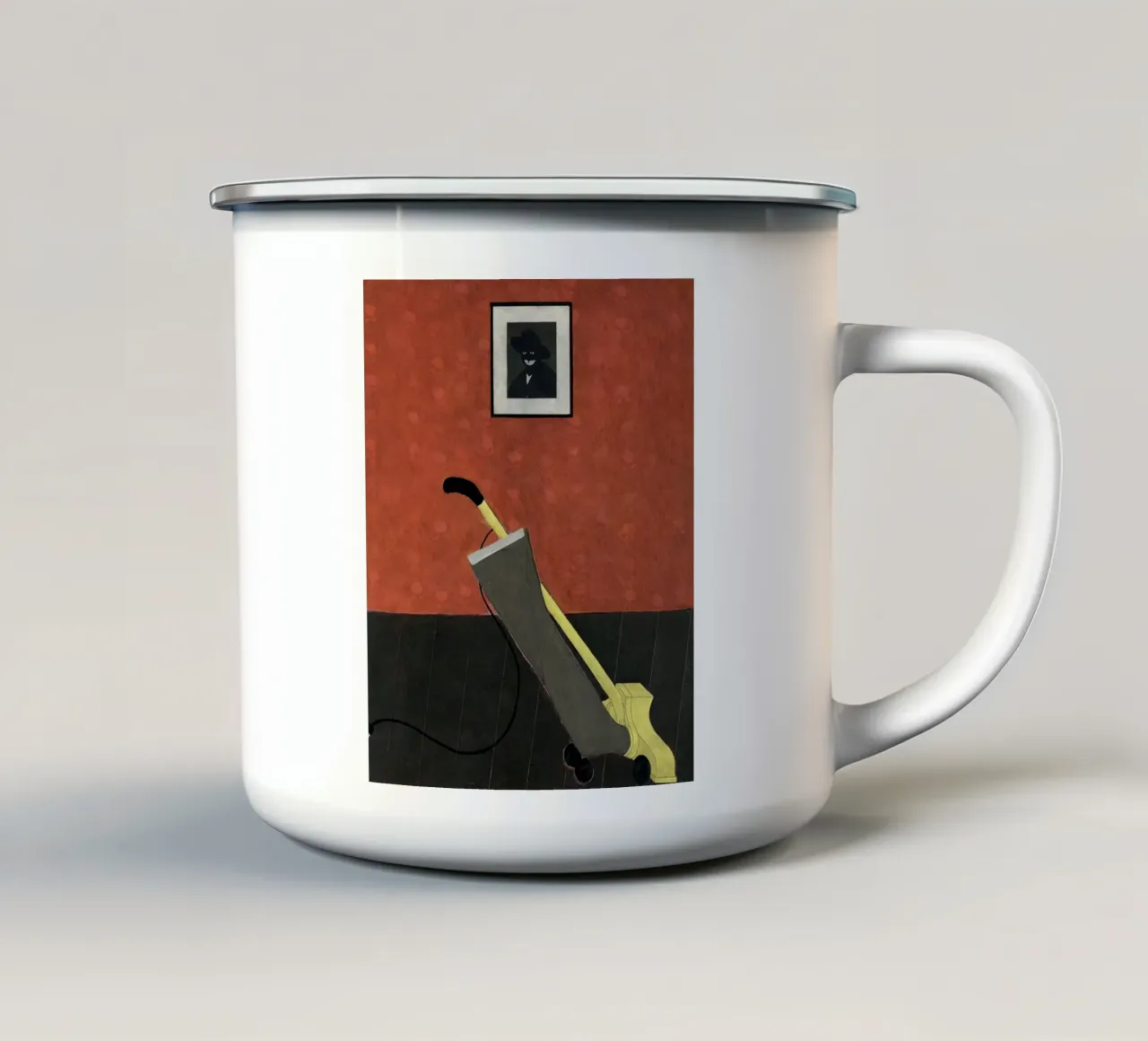 ritratto dell'artista e un vuoto tazza in smalto da carol shop