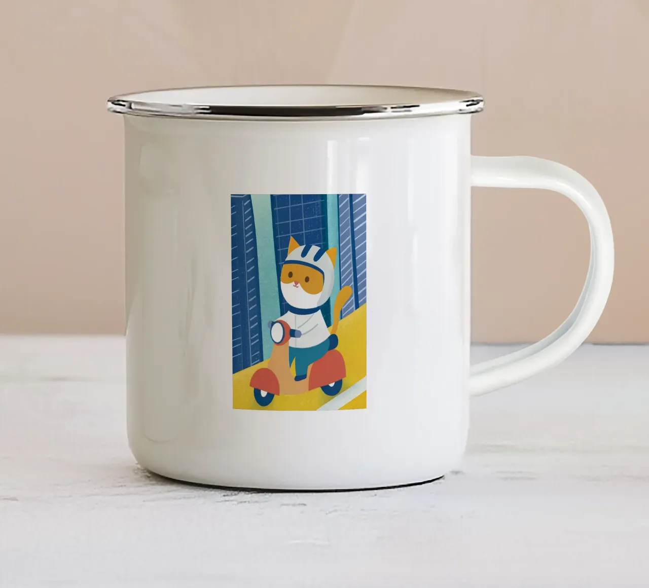 I gatti vanno in moto tazza in smalto da LOYAL SHOP
