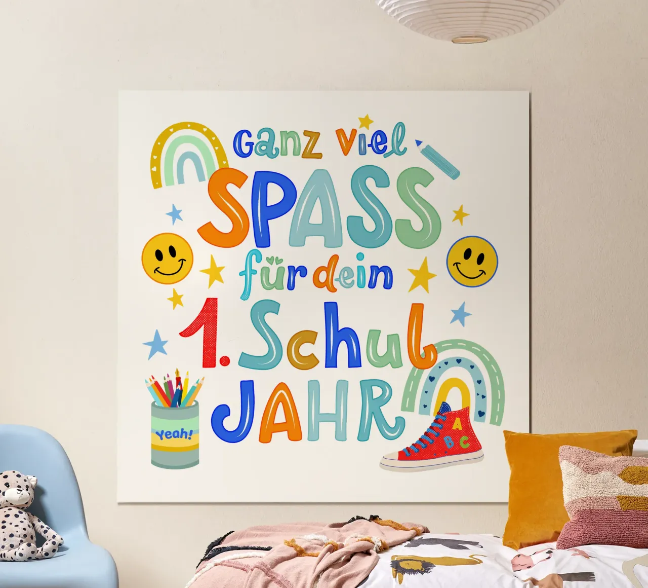 I bambini di prima elementare. Il primo anno scolastico. poster con telaio in plastica da CalliLetters