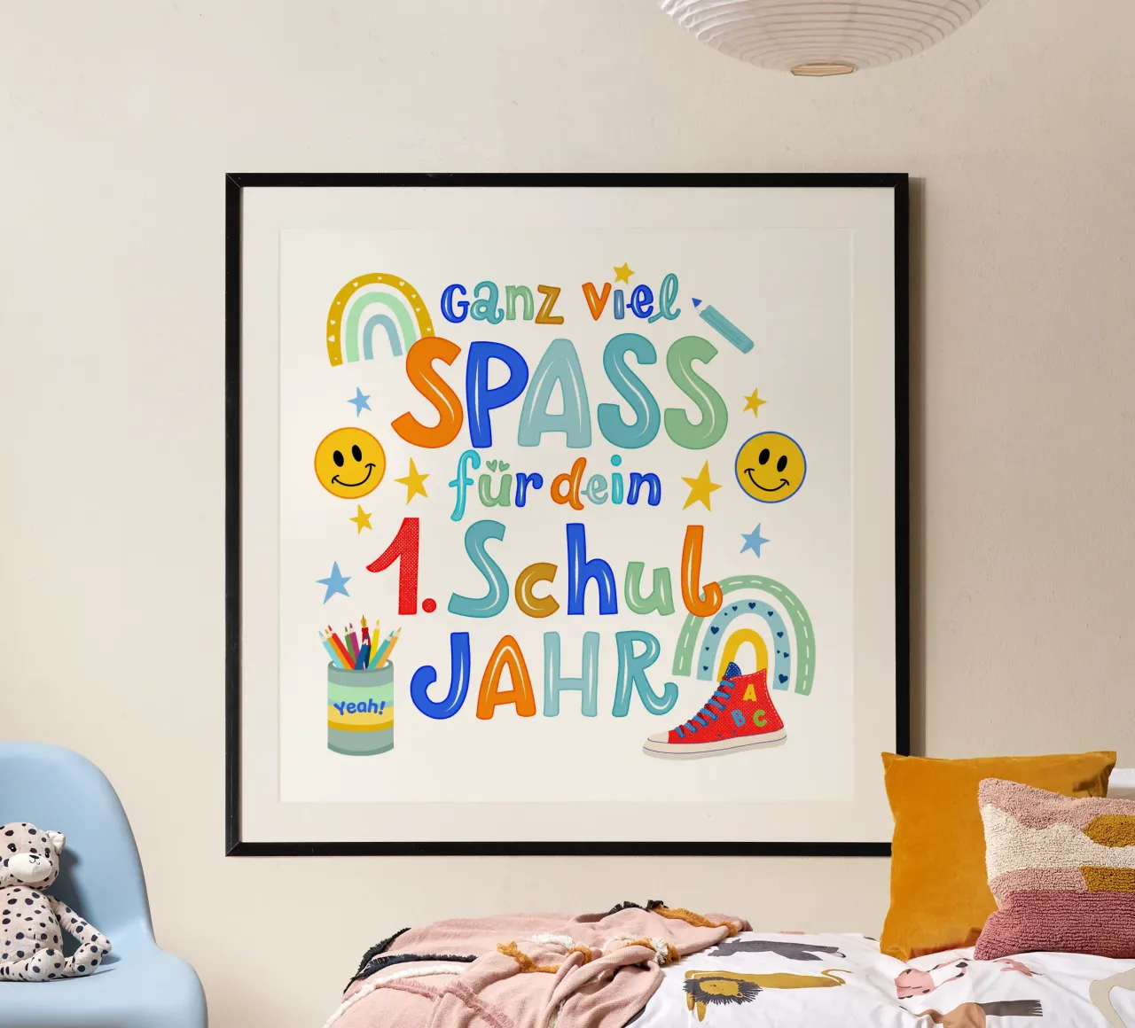 I bambini di prima elementare. Il primo anno scolastico. poster con telaio in plastica da CalliLetters