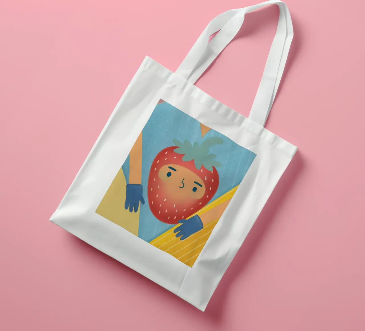 fragole con espressioni divertenti borsa in juta da LOYAL SHOP