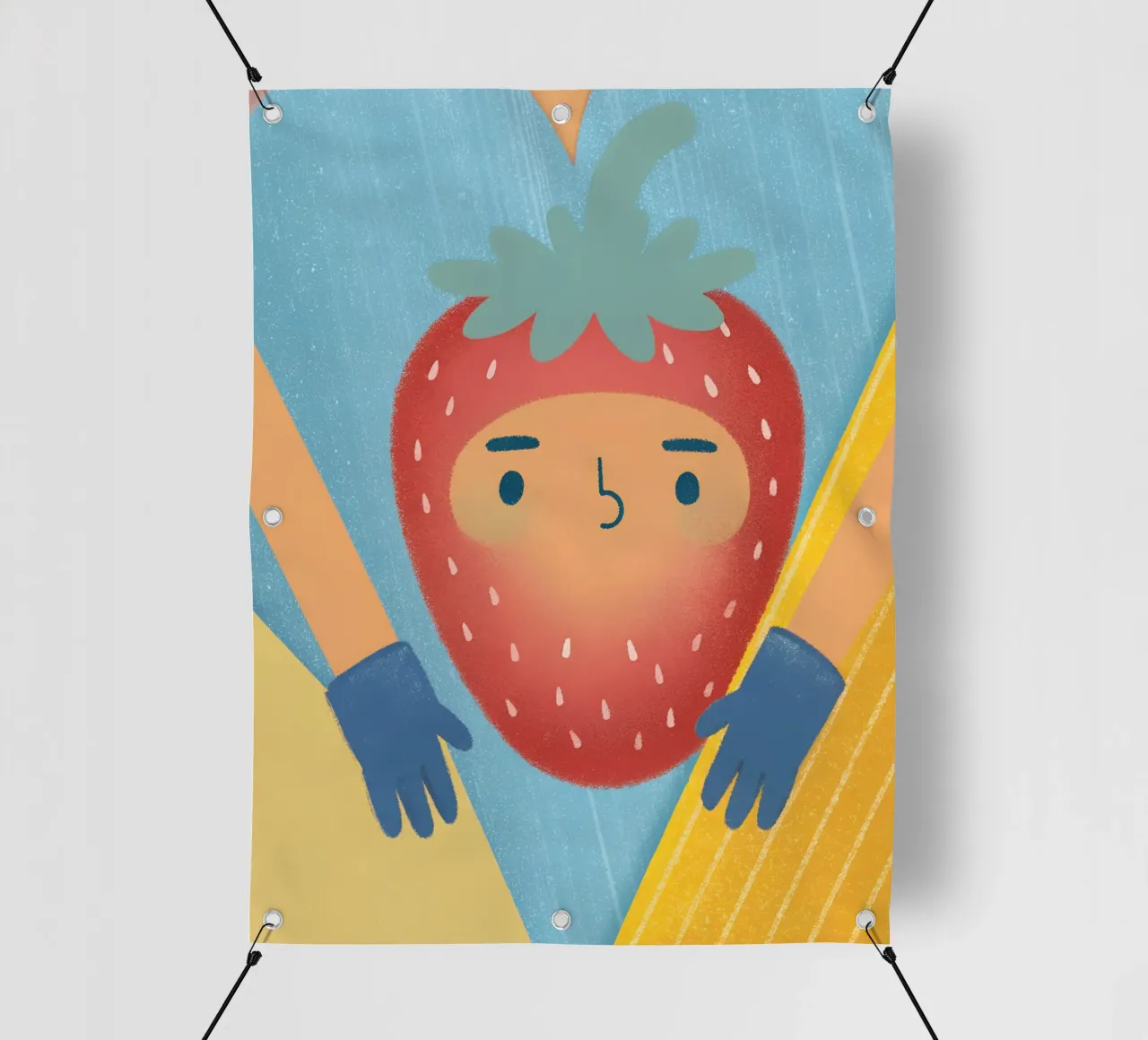 fragole con espressioni divertenti telo in pvc da LOYAL SHOP