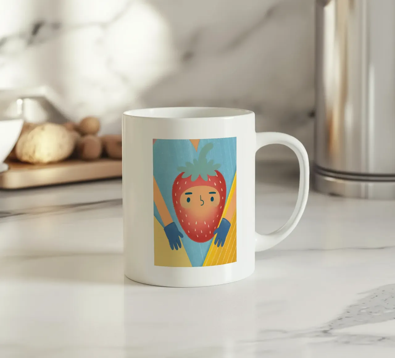 fragole con espressioni divertenti tazza in ceramica da LOYAL SHOP