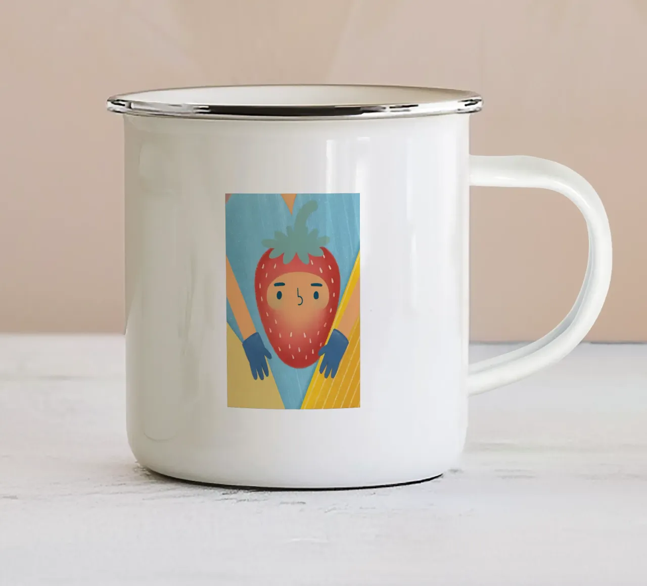 fragole con espressioni divertenti tazza in smalto da LOYAL SHOP