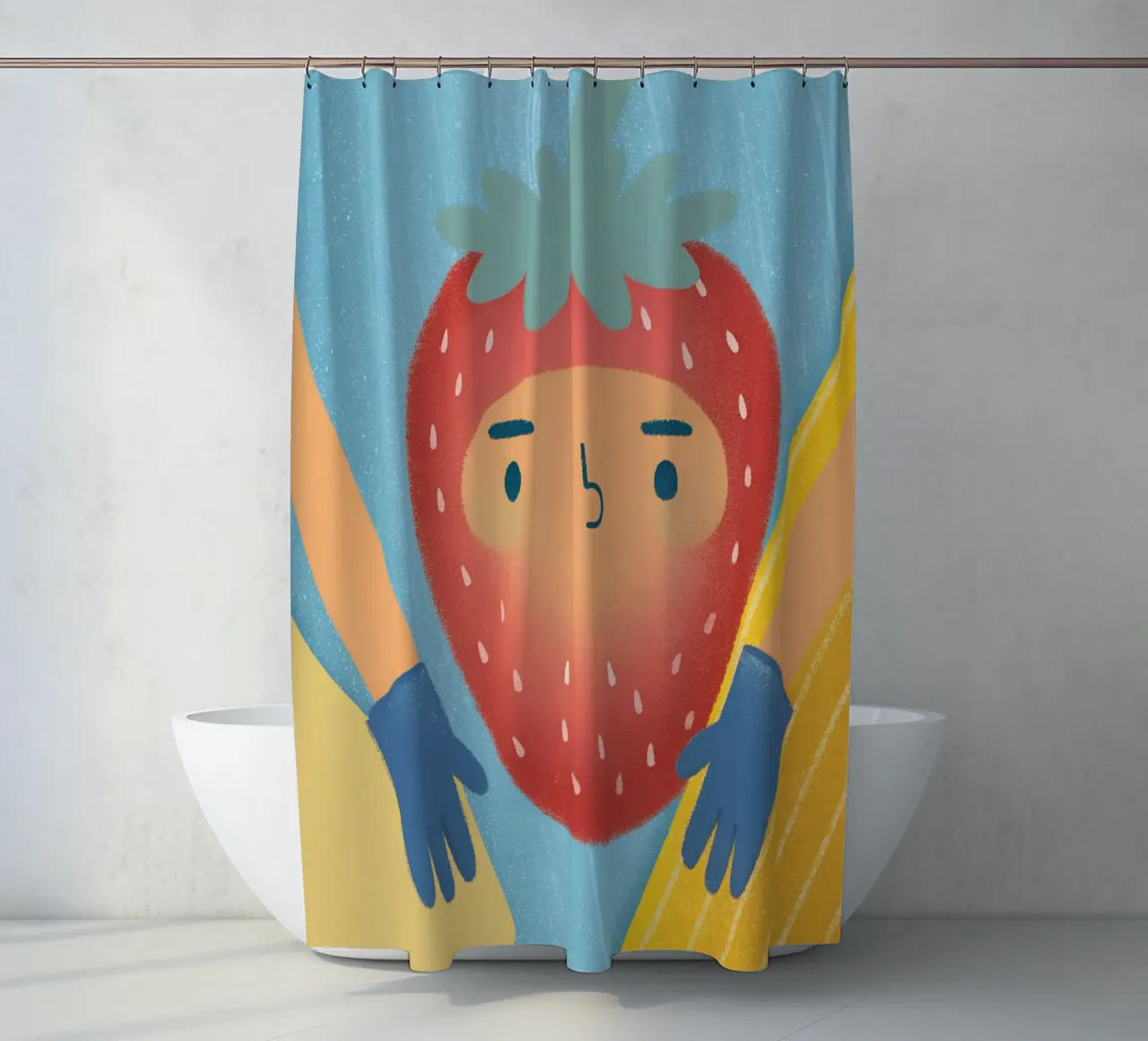 fragole con espressioni divertenti tenda da doccia da LOYAL SHOP