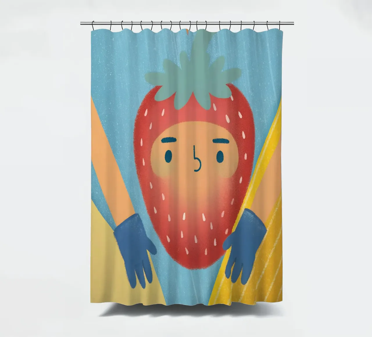 fragole con espressioni divertenti tenda da doccia da LOYAL SHOP