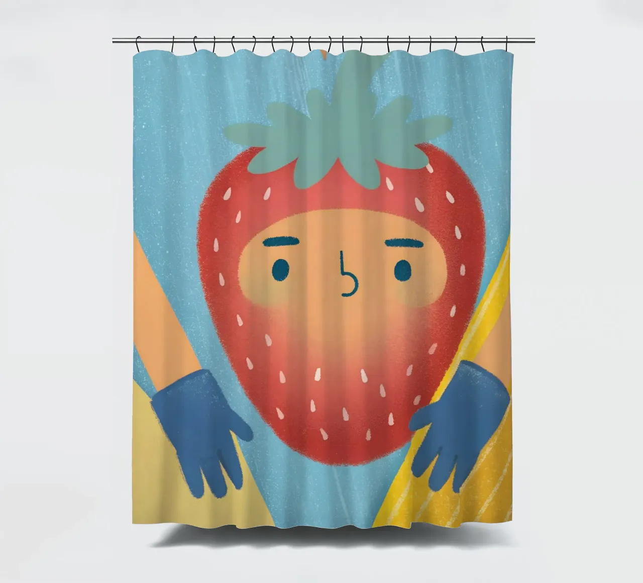 fragole con espressioni divertenti tenda da doccia da LOYAL SHOP