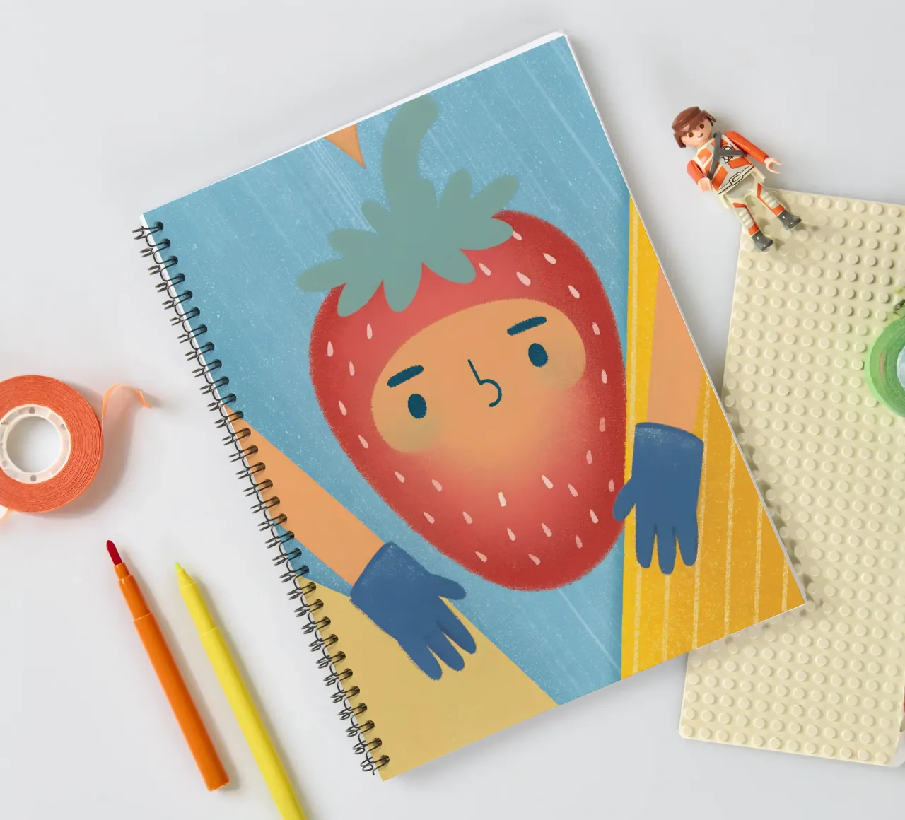strawberries with funny expressions spiral notebook by LOYAL SHOP