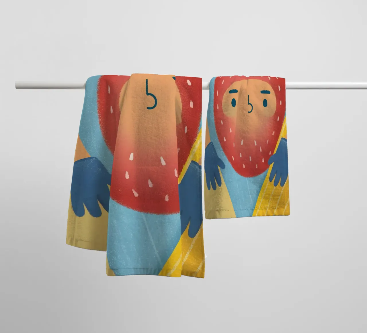 strawberries with funny expressions towel by LOYAL SHOP