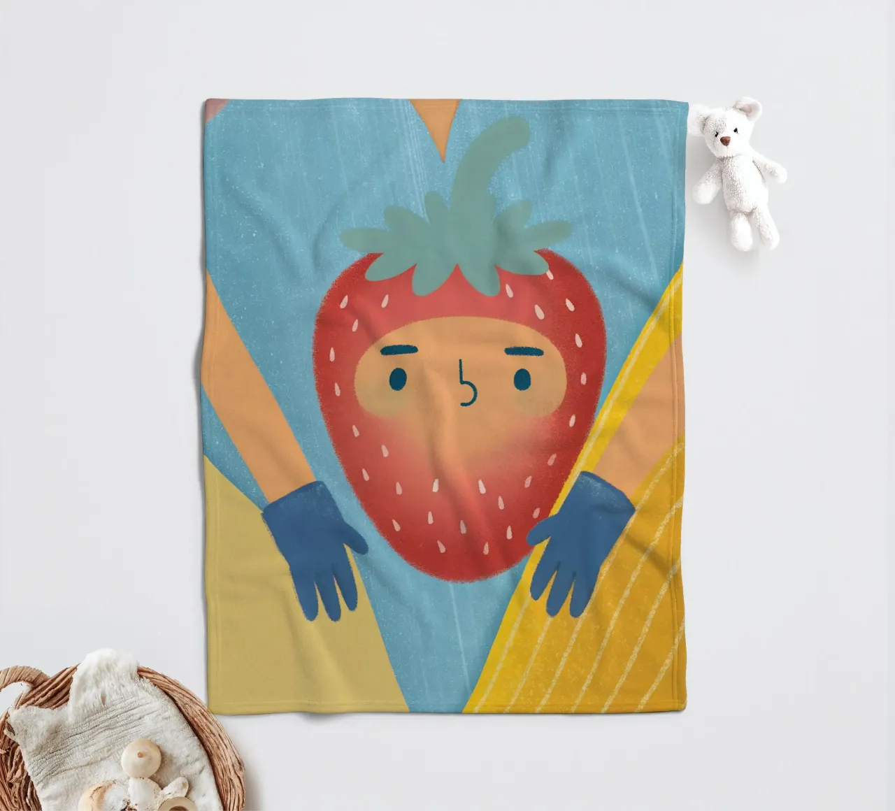 fragole con espressioni divertenti coperta in pile da LOYAL SHOP