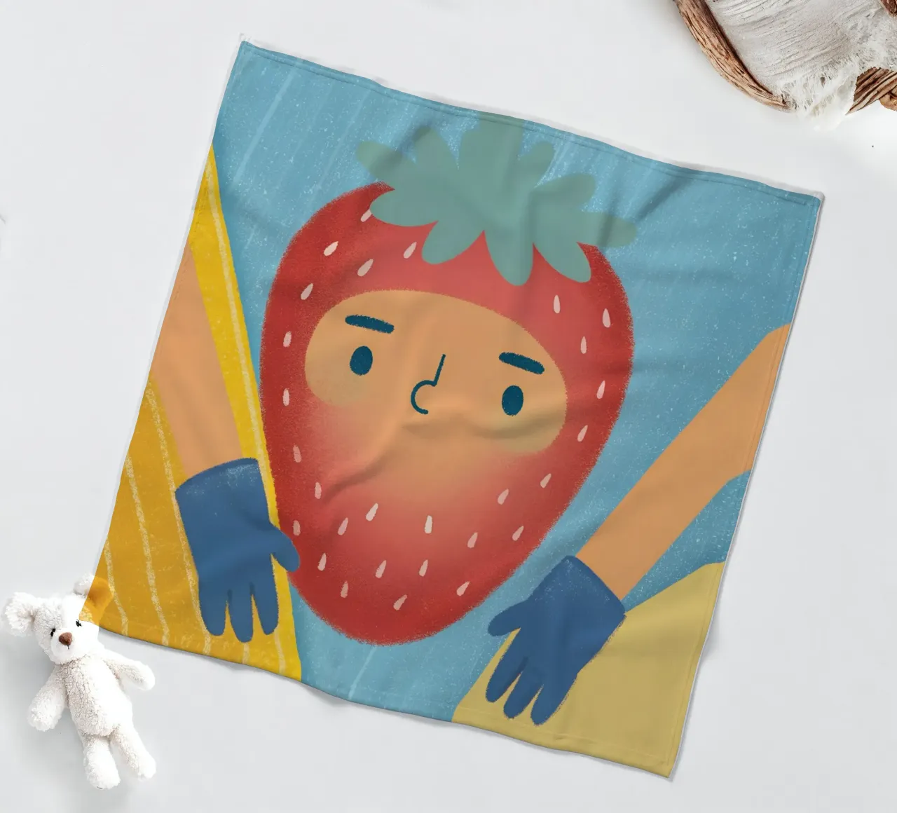 fragole con espressioni divertenti coperta in pile da LOYAL SHOP