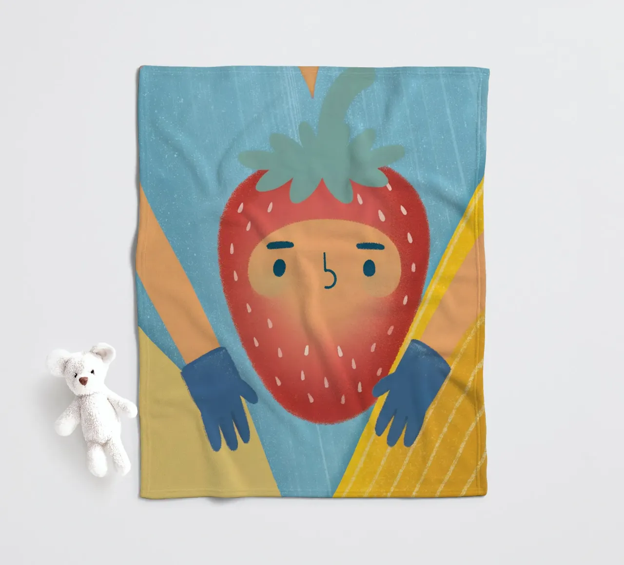 fragole con espressioni divertenti coperta in pile da LOYAL SHOP