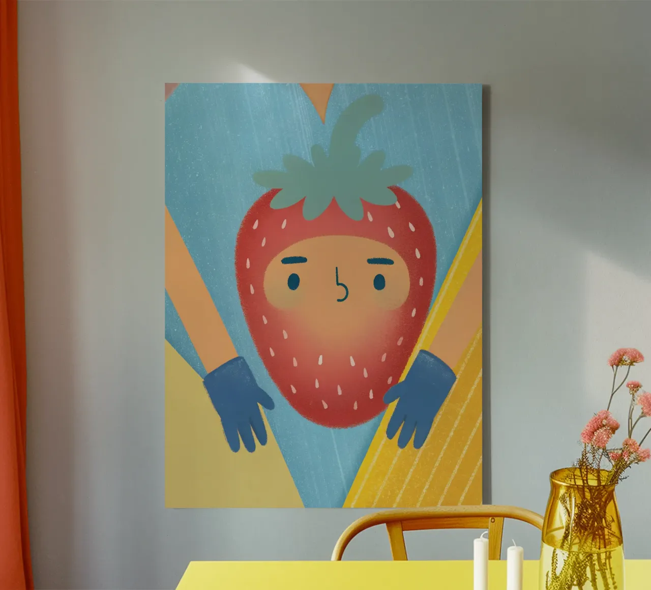 strawberries with funny expressions canvas by LOYAL SHOP
