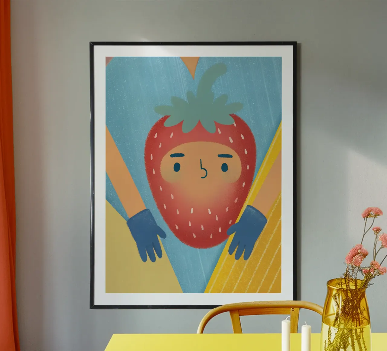 fragole con espressioni divertenti carta hahnemühle da LOYAL SHOP
