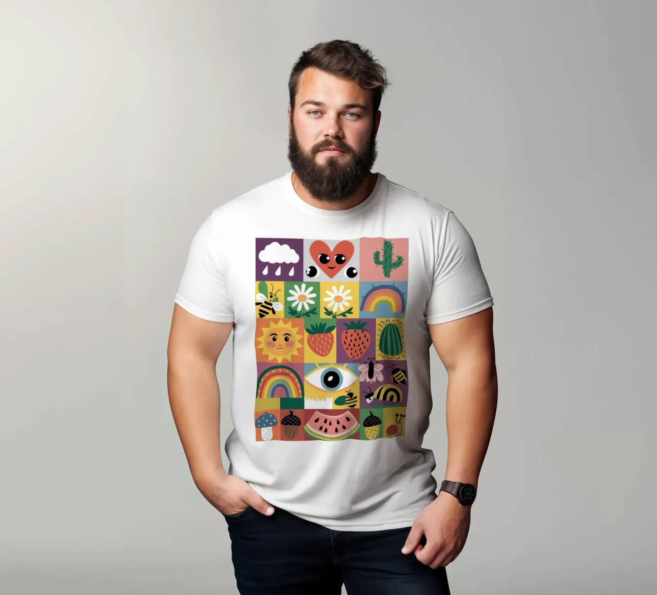 Medley di icone giocose t-shirt da Sun Riser