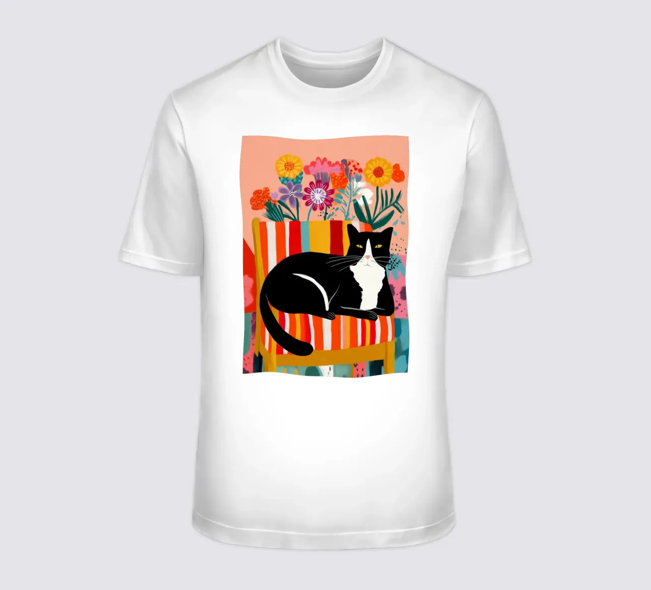 Lazy Afternoon - Cat Among Flowers t-shirt da Luca