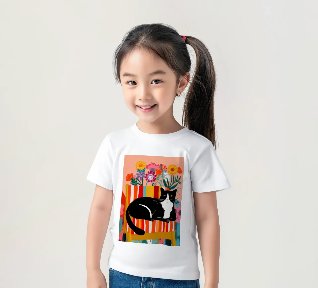 Lazy Afternoon - Cat Among Flowers t-shirt bambini da Luca
