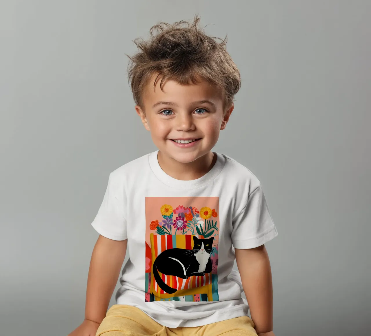 Lazy Afternoon - Cat Among Flowers t-shirt bambini da Luca