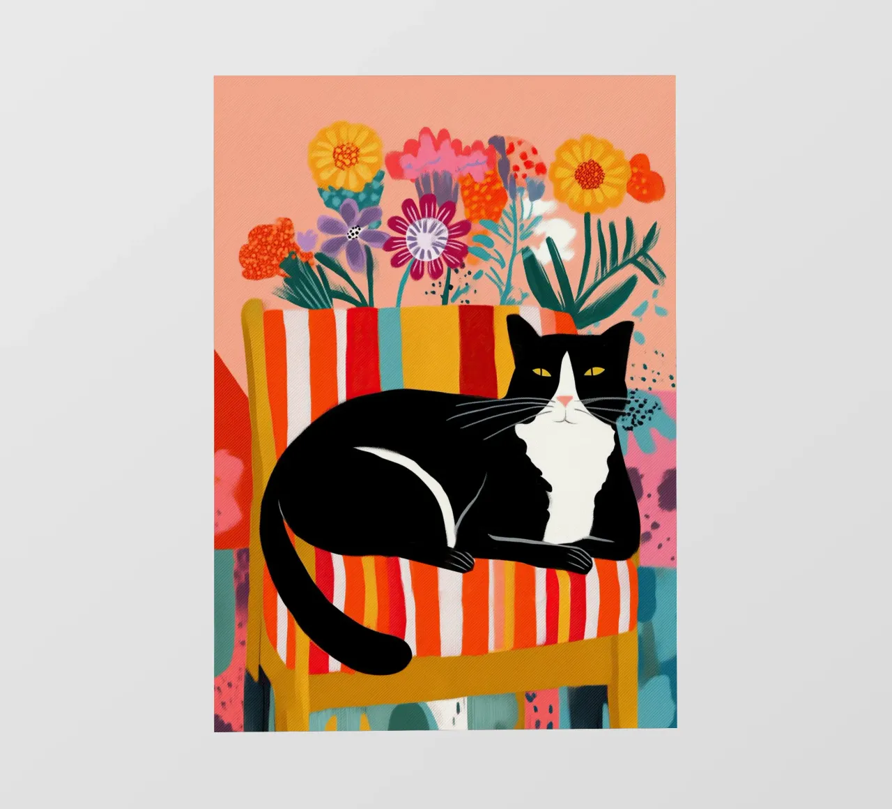 Lazy Afternoon - Cat Among Flowers telo in pvc da Luca