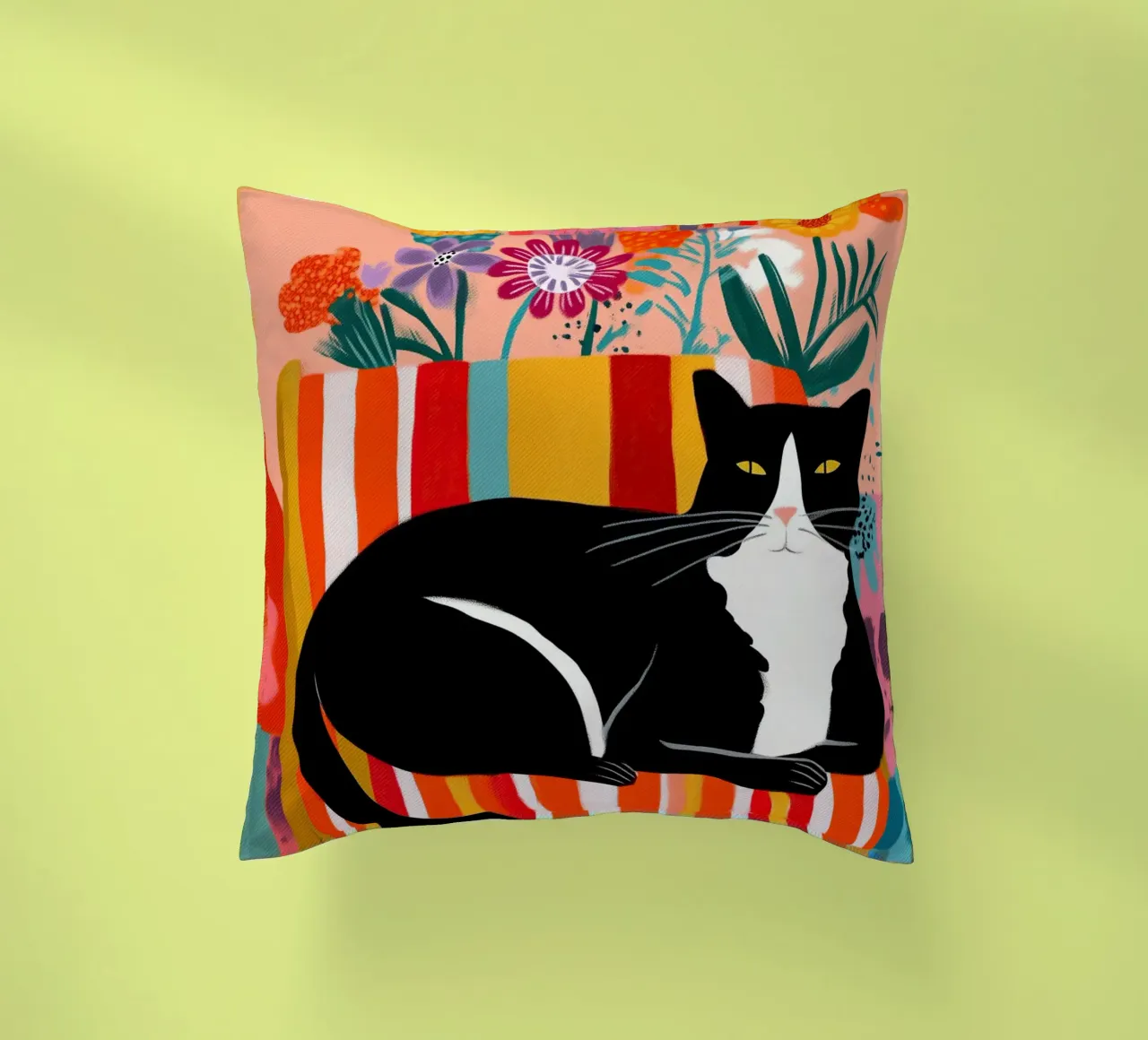 Lazy Afternoon - Cat Among Flowers cuscino da Luca