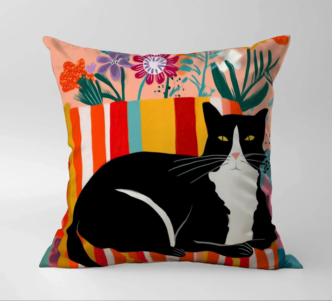 Lazy Afternoon - Cat Among Flowers cuscino da Luca