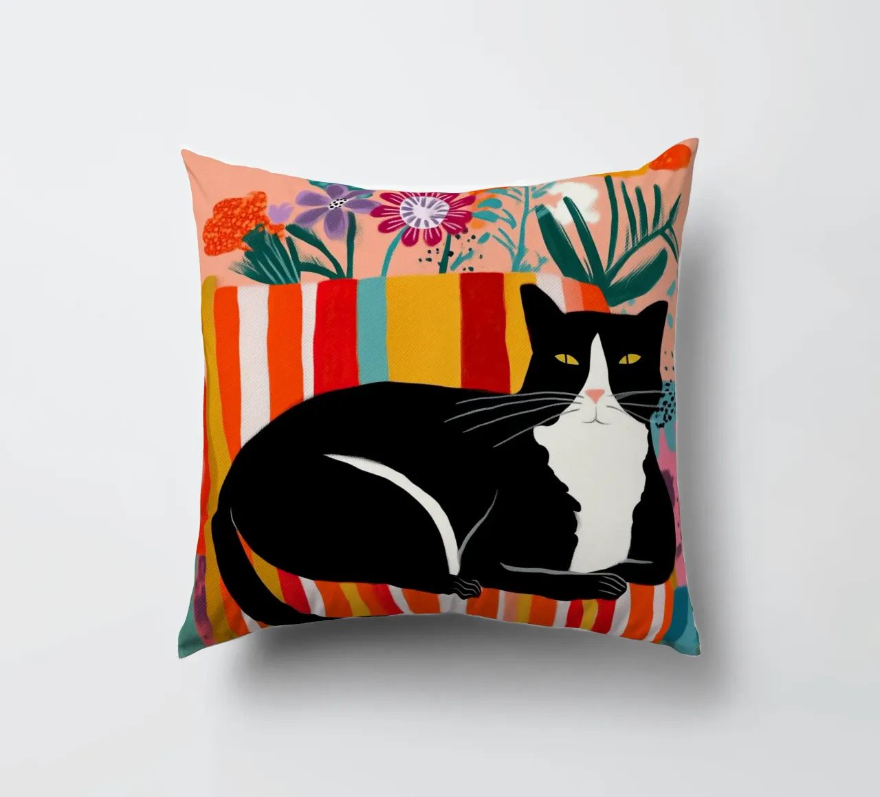 Lazy Afternoon - Cat Among Flowers cuscino da Luca