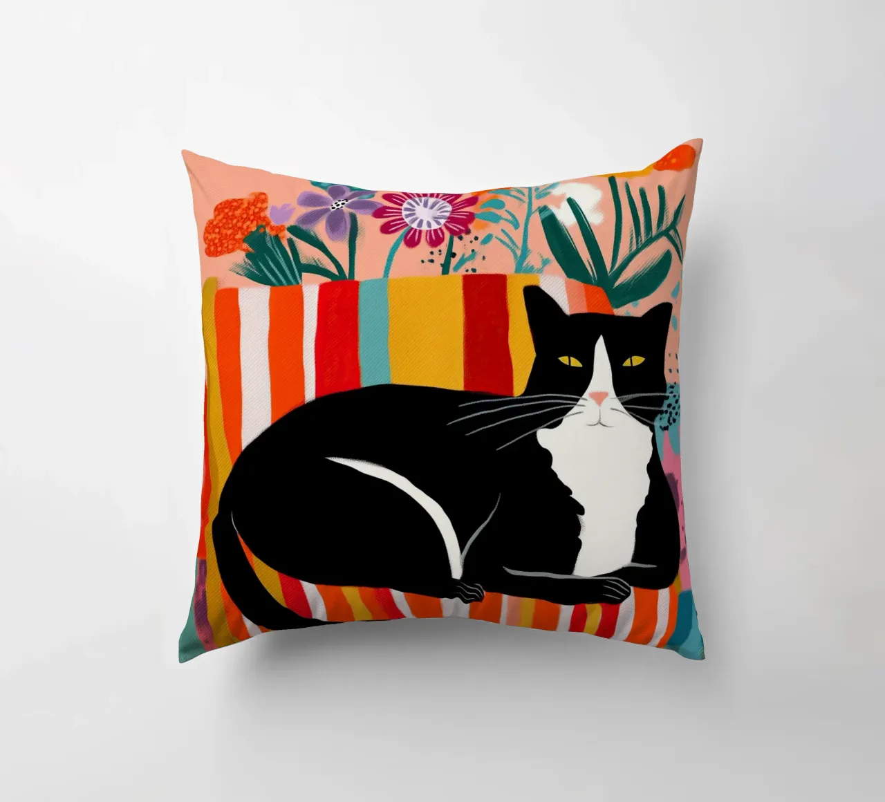 Lazy Afternoon - Cat Among Flowers cuscino da Luca