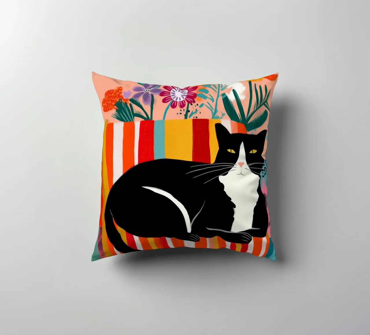 Lazy Afternoon - Cat Among Flowers cuscino da Luca
