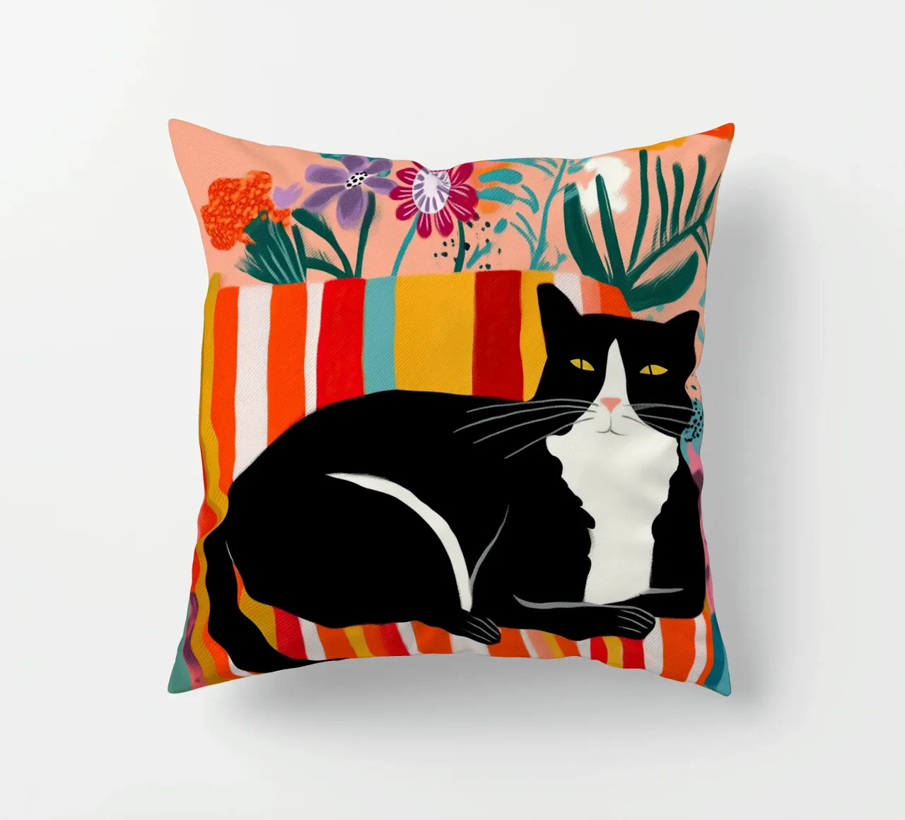 Lazy Afternoon - Cat Among Flowers cuscino da Luca