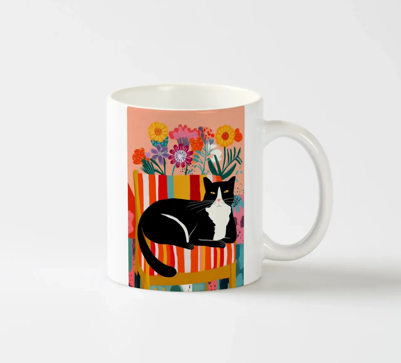 Lazy Afternoon - Cat Among Flowers tazza in ceramica da Luca